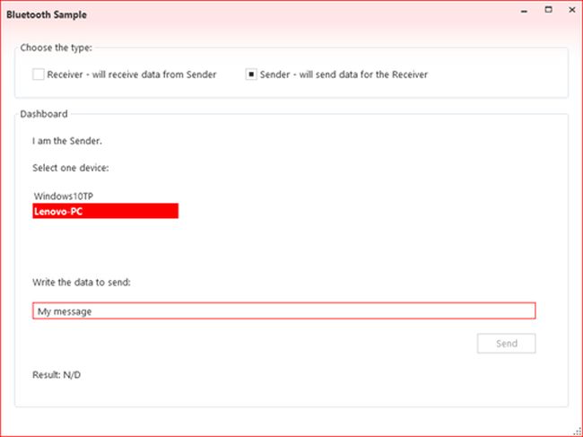 send a message for the selected device
